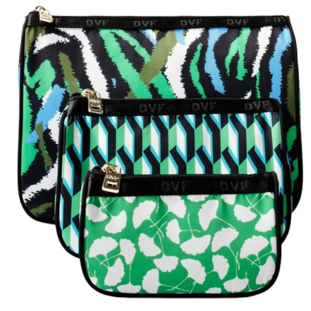 DVF for Target 3 Pack Travel Pouches Disco Zebra, Arrow Geo, Ginkgo
